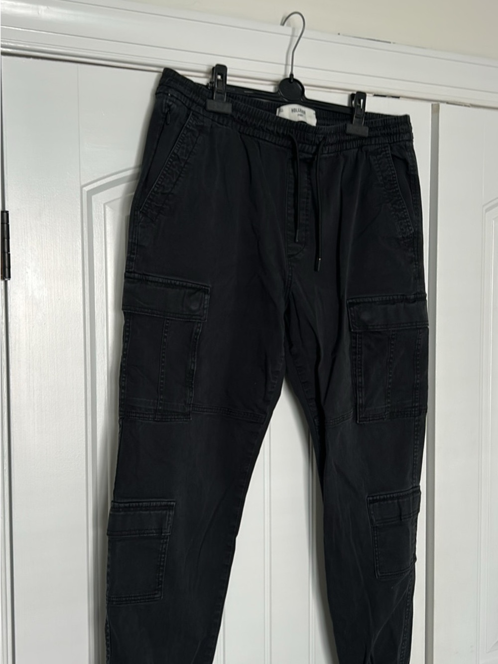 Hollister Black Cargo Joggers with Drawstring Waist